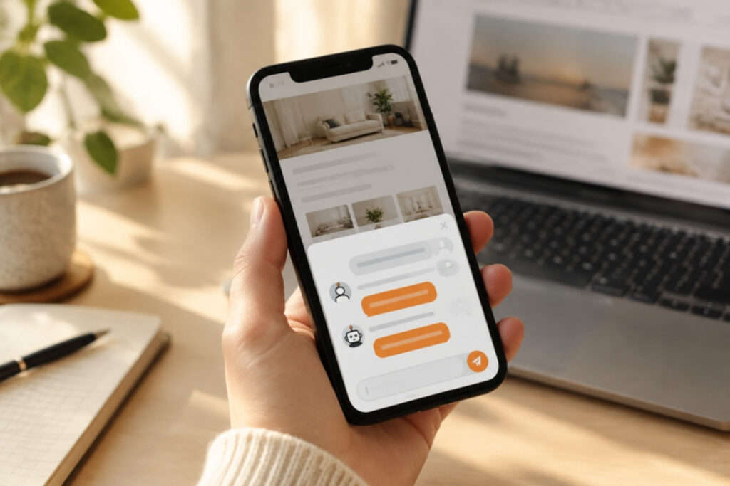 Chatbot AI aperto sul sito da smartphone