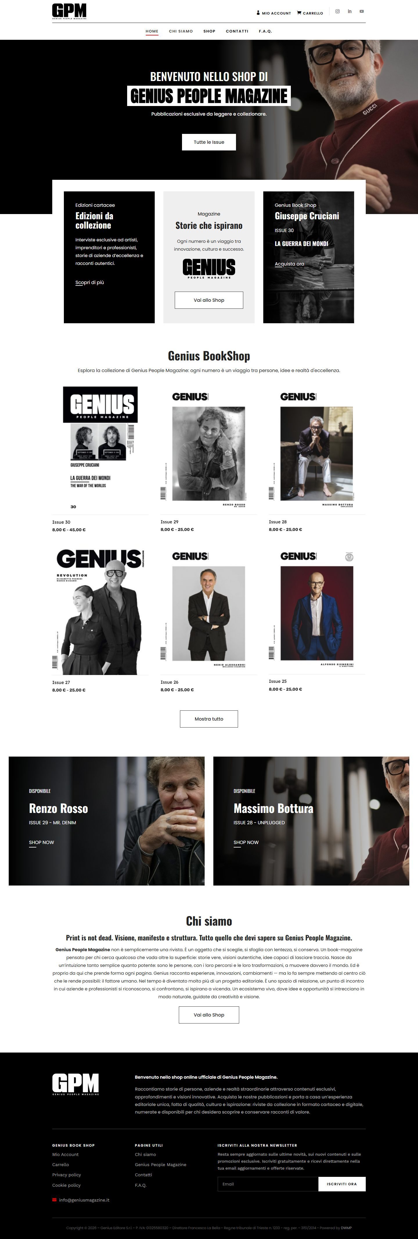 La home completa di Genius BookShop