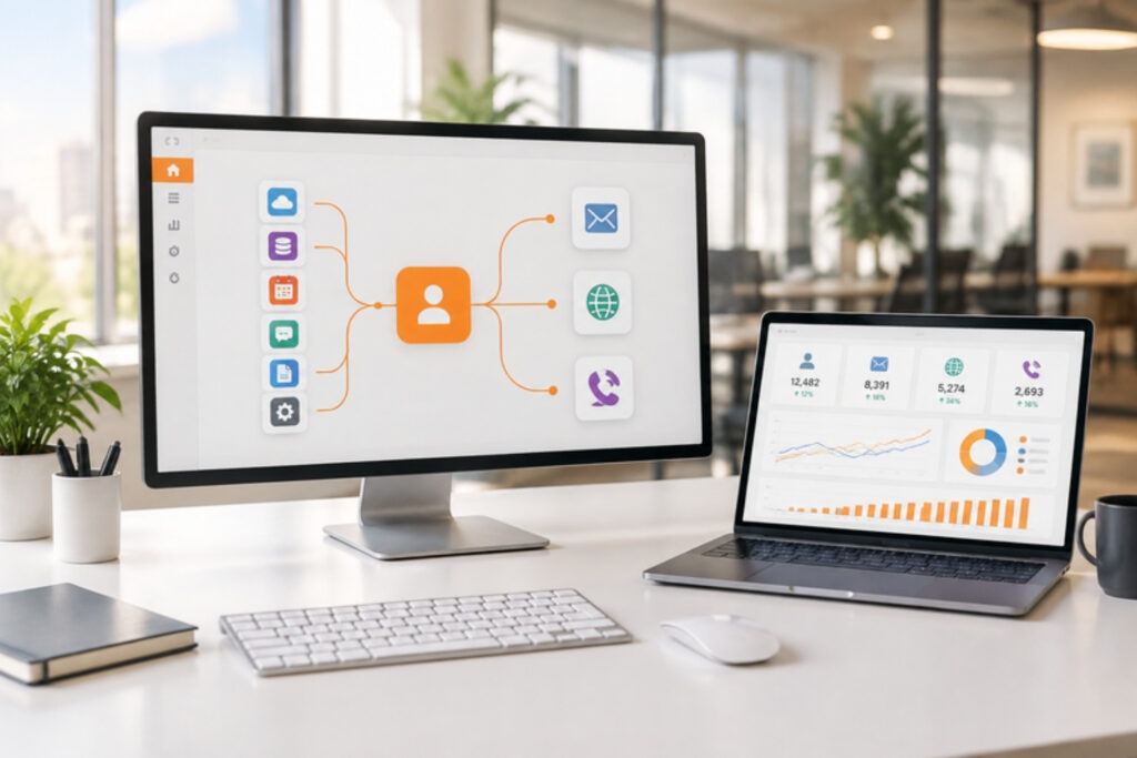 CRM 123marketing collegato a email, sito e telefono