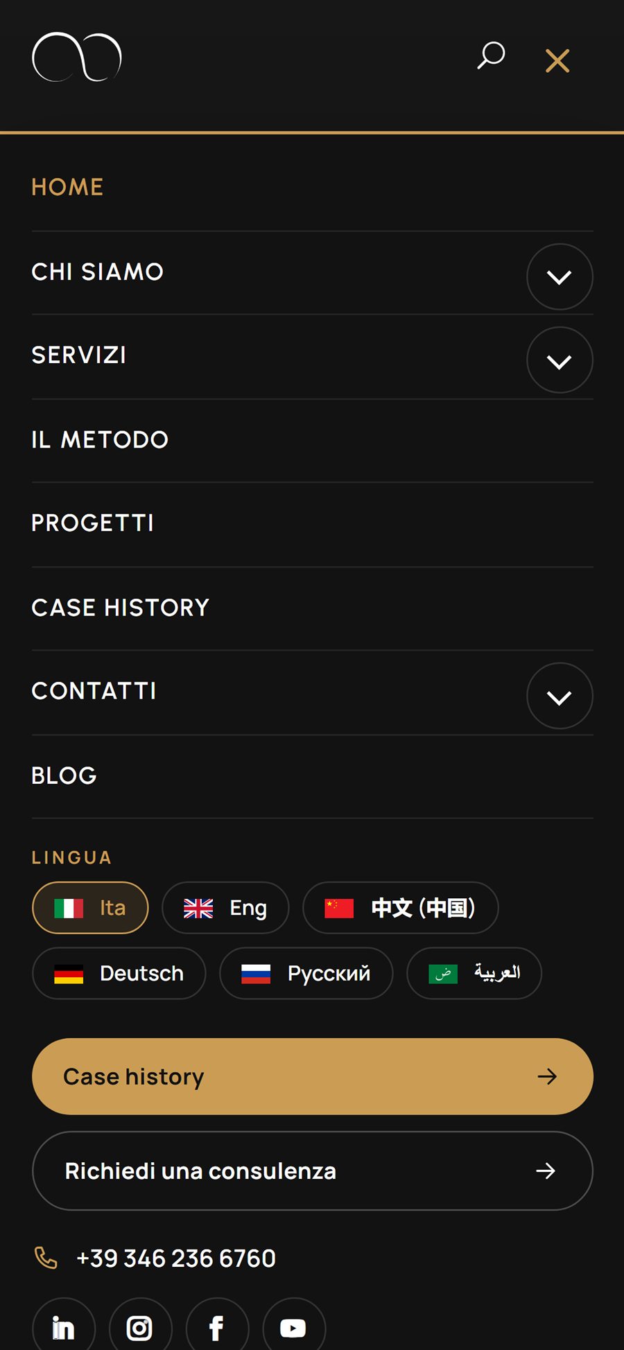 Il menu mobile di We are AO